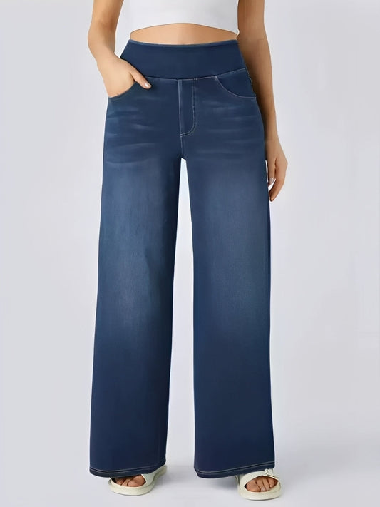 Camila - Pantalón vaquero de mujer pierna ancha cintura alta