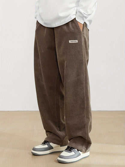 Ernesto - Pantalones de hombre anchos en pana estilo casual