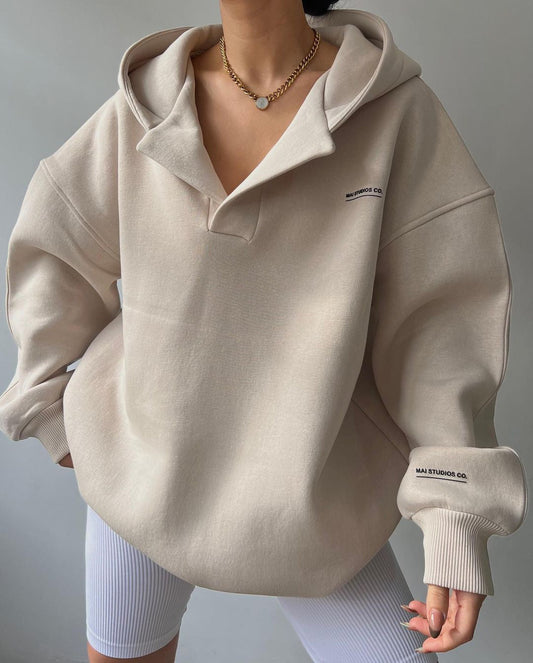 Eva - Sudadera oversize con capucha y cuello abierto para mujer