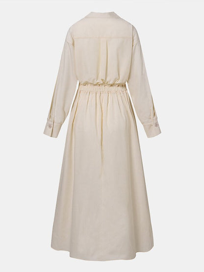 Marina - Vestido camisero blanco largo mujer