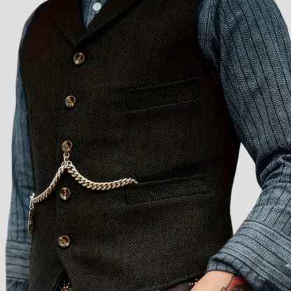 Javier – Chaleco sastrero tweed con solapas Hombre