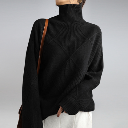 Valeria - Suéter cashmere de punto cuello alto mujer