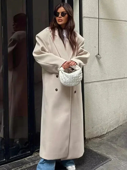 Elena - Abrigo largo de mujer con doble botonadura