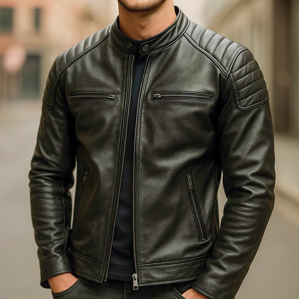 Marek – Chaqueta biker de piel sintética para hombre