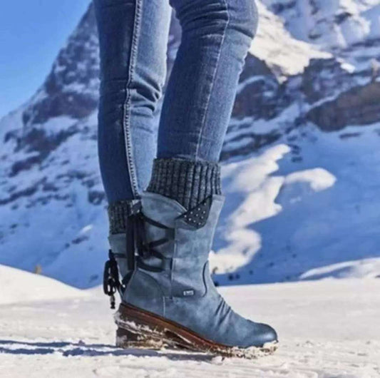 Alba - Botas altas de invierno con forro cálido y detalles tejidos