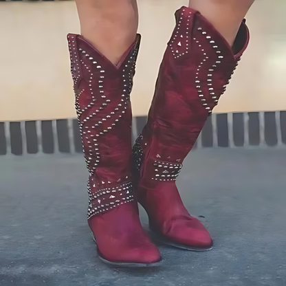 Roxy – Botas Vaqueras Cowboy Tachonadas con Estilo Desgastado