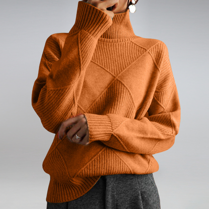 Valeria - Suéter cashmere de punto cuello alto mujer