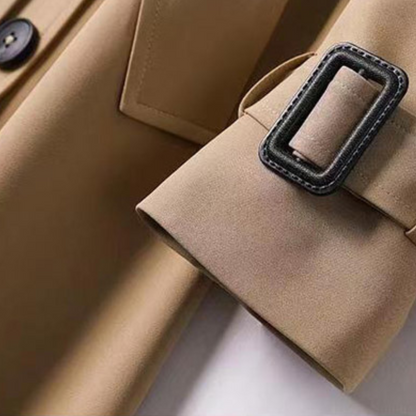 Sofía - Gabardina de lana mujer con cinturón y doble botonadura