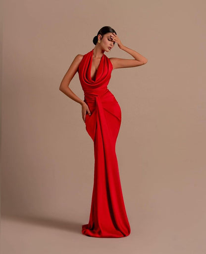 Valentina - Vestido largo cuello drapeado mujer