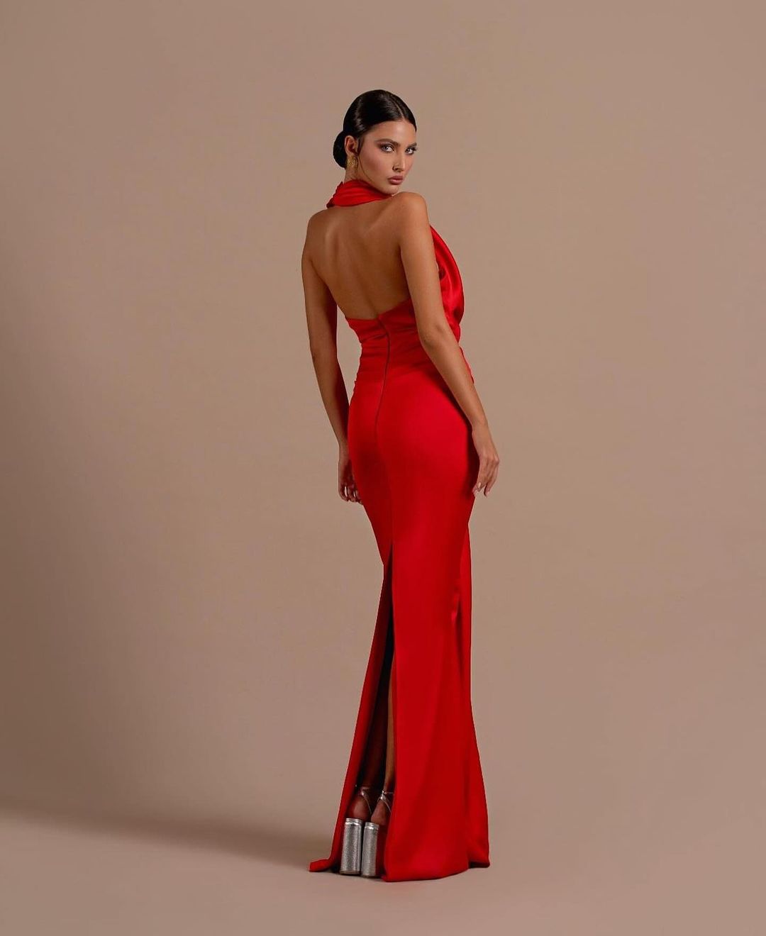 Valentina - Vestido largo cuello drapeado mujer