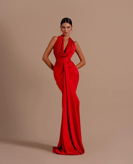 Valentina - Vestido largo cuello drapeado mujer