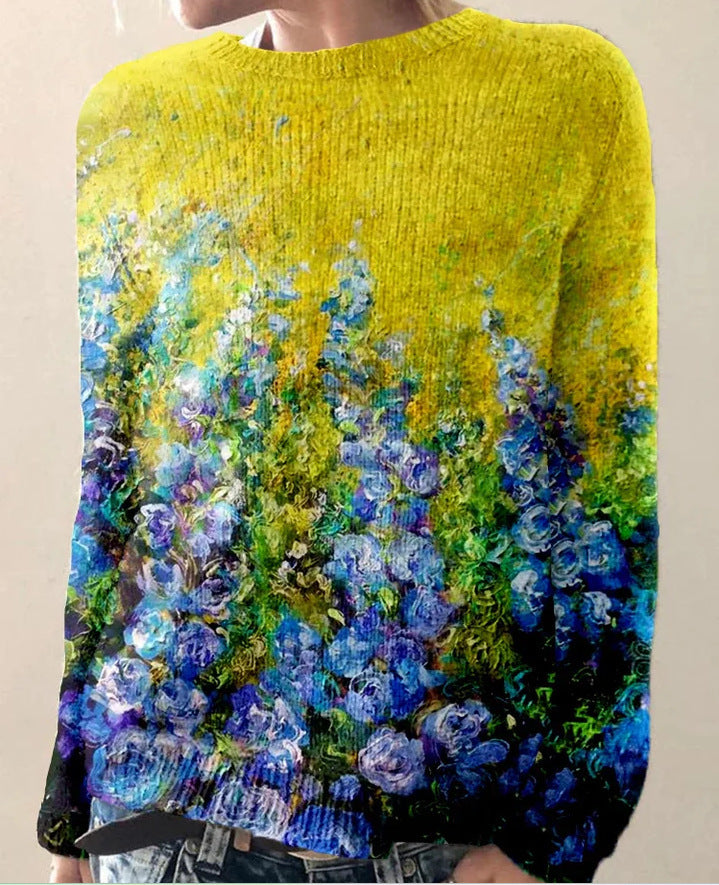 Isabella – Suéter Multicolor de Cuello Redondo en Cachemira