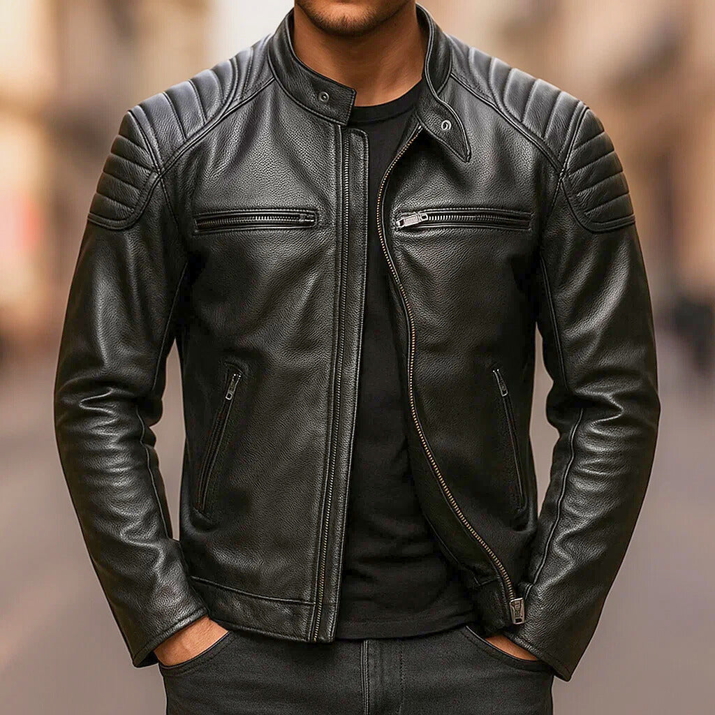 Marek – Chaqueta biker de piel sintética para hombre
