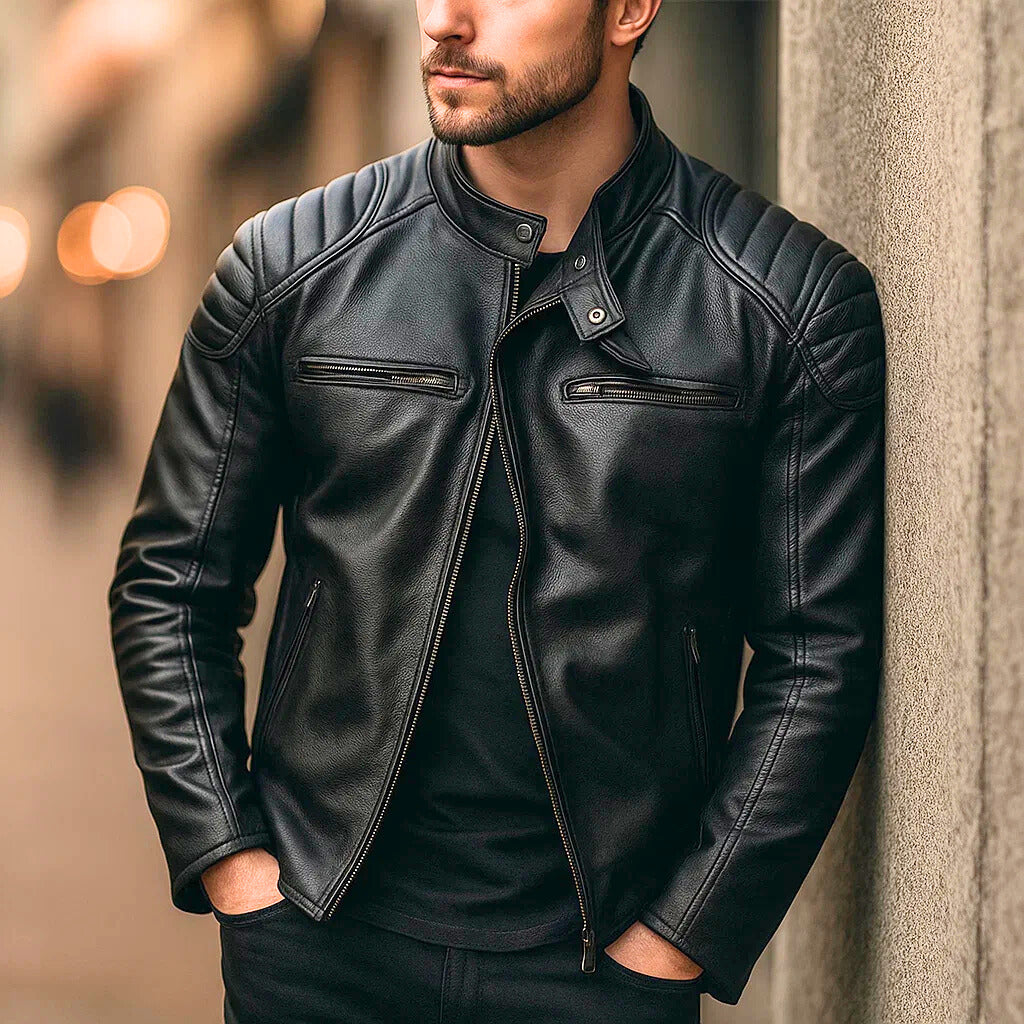 Marek – Chaqueta biker de piel sintética para hombre