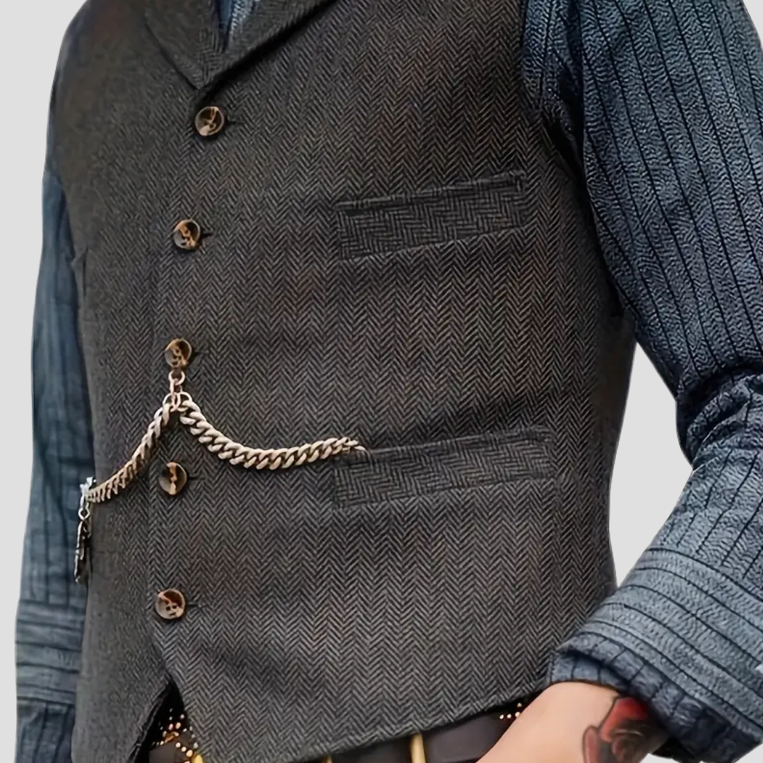 Javier – Chaleco sastrero tweed con solapas Hombre
