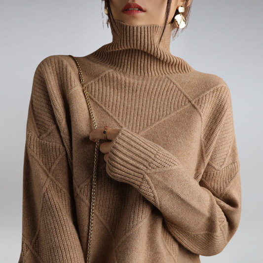Valeria - Suéter cashmere de punto cuello alto mujer