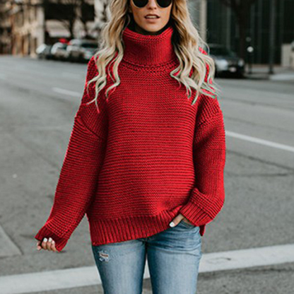 Elena - Suéter de mujer oversize cuello alto tejido