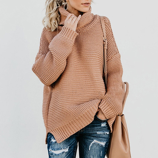 Elena - Suéter de mujer oversize cuello alto tejido