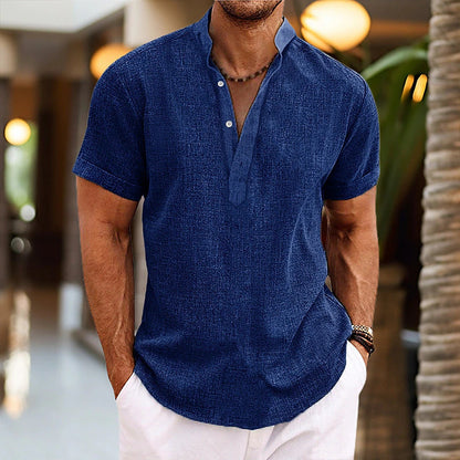 Mateo - Camisa de cuello mandarín con textura