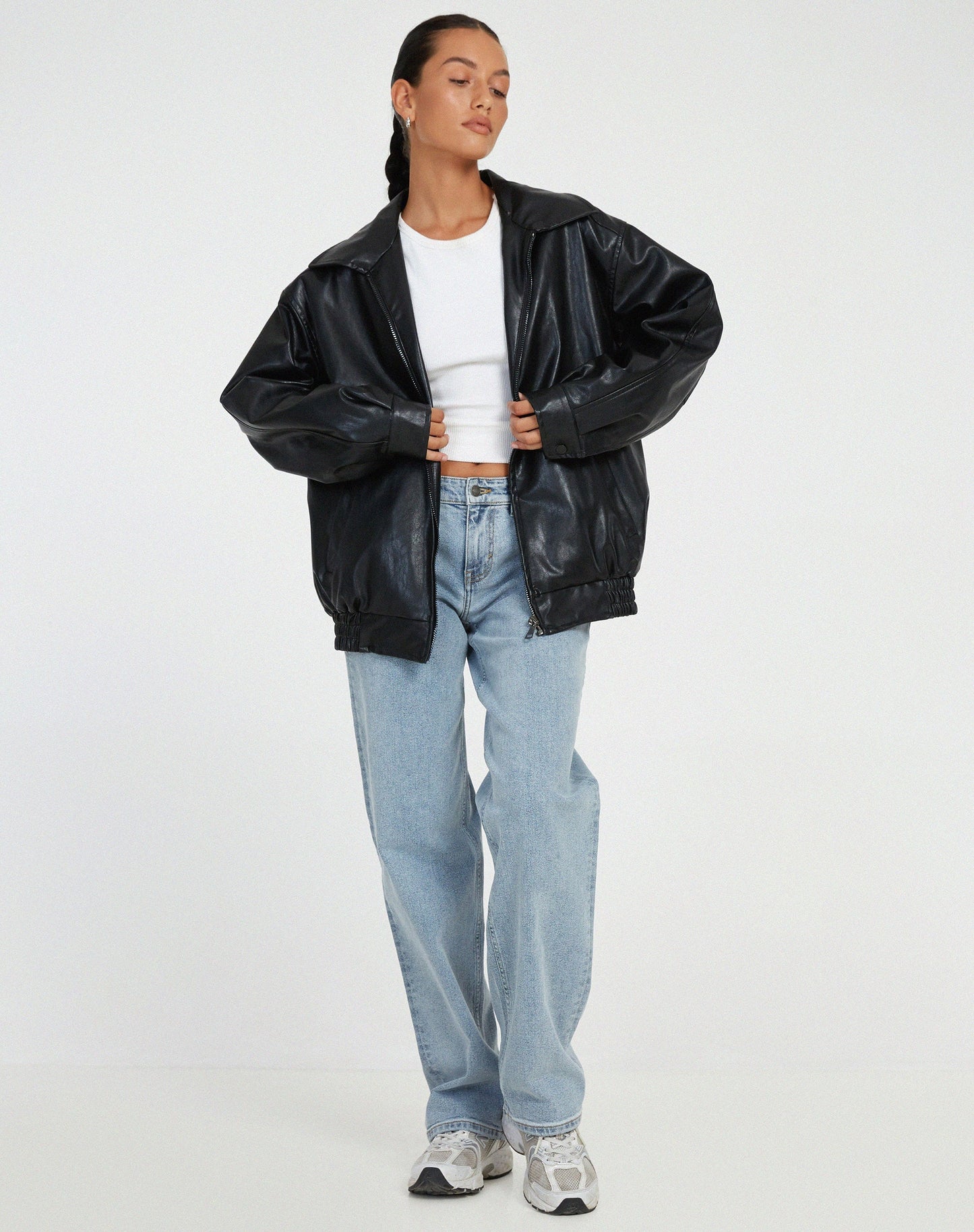 Lucía – Chaqueta oversize de cuero sintético para mujer