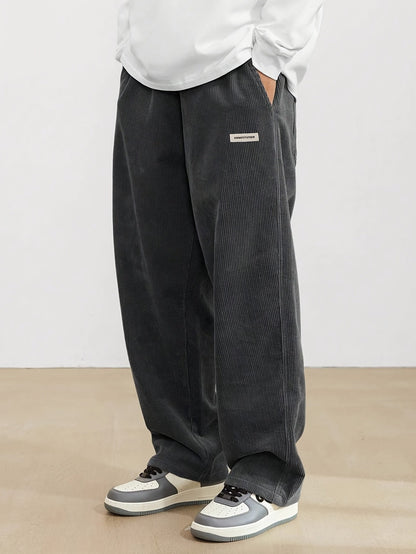 Ernesto - Pantalones de hombre anchos en pana estilo casual