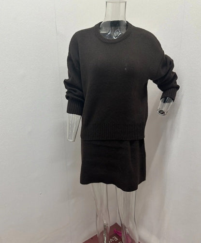 Sophia - Conjunto de suéter oversize y minifalda negra mujer