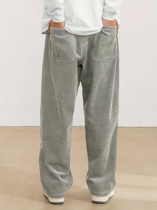Ernesto - Pantalones de hombre anchos en pana estilo casual