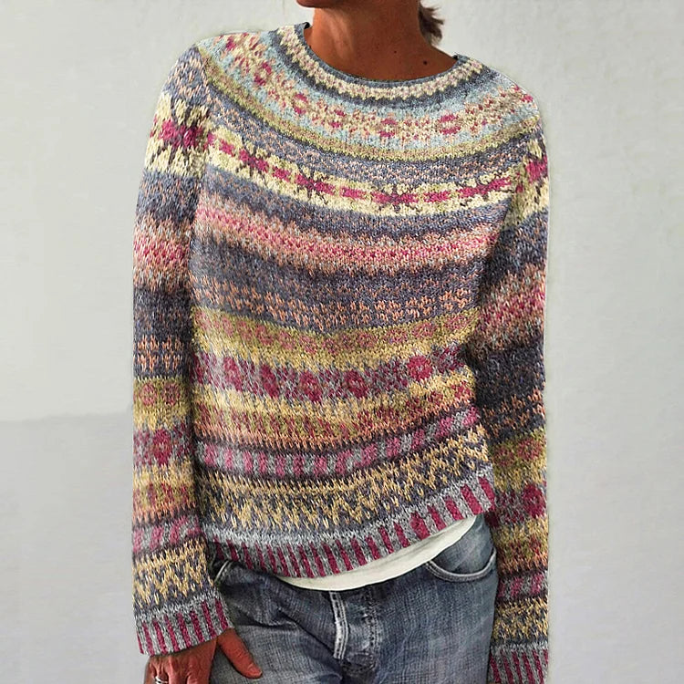 Elena – Jersey de Punto Jacquard con Diseño Invernal para Mujer