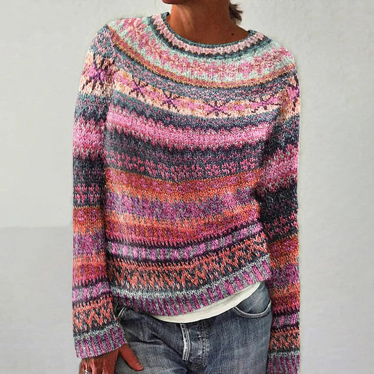 Elena – Jersey de Punto Jacquard con Diseño Invernal para Mujer