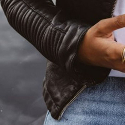 Selena - Chaqueta biker negra con cremalleras mujer