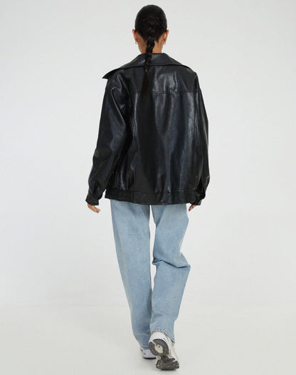 Lucía – Chaqueta oversize de cuero sintético para mujer