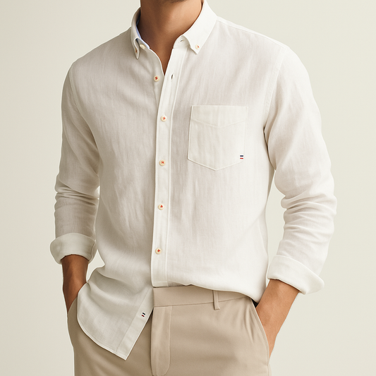 Alejandro - Camisa blanca de hombre manga larga