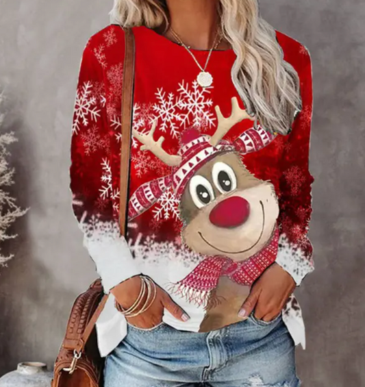 Valeria – Jersey navideño con diseño de reno para mujer