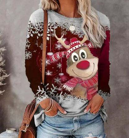 Valeria – Jersey navideño con diseño de reno para mujer
