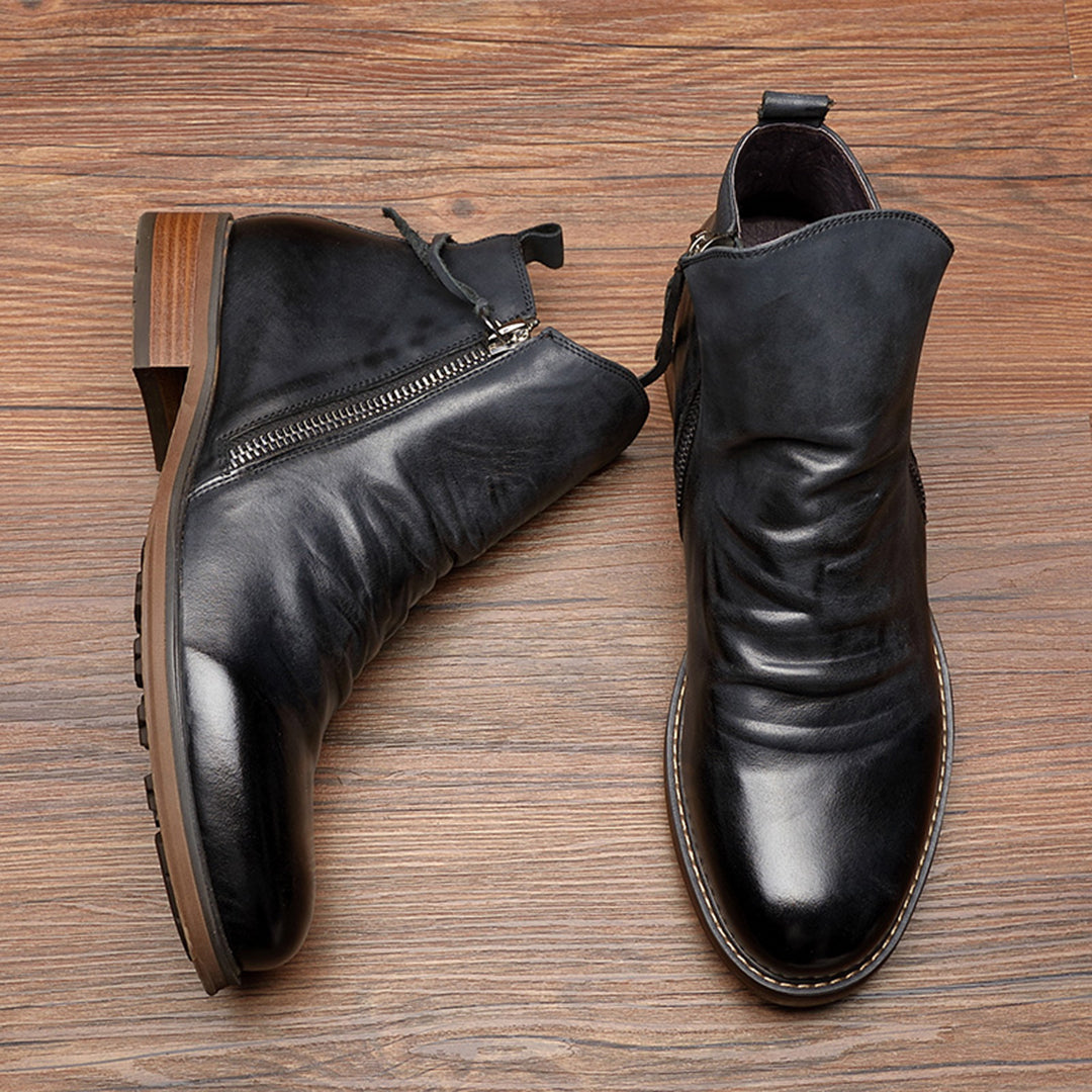 Hugo – Botines de cuero con cremallera lateral para hombre