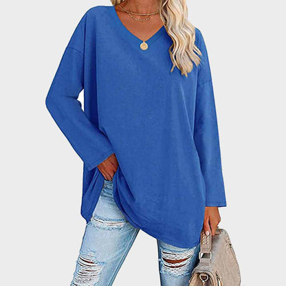 Amelia - Suéter oversize fucsia con cuello en V mujer