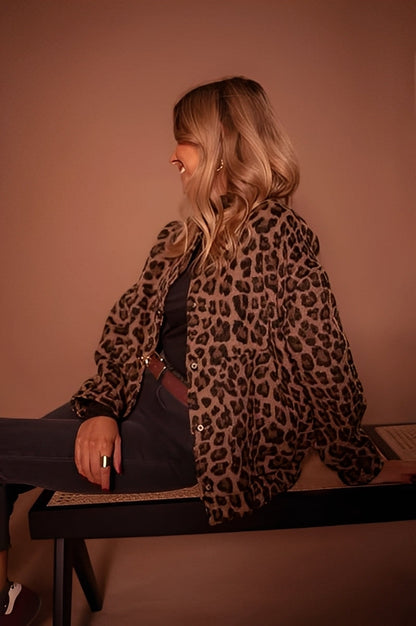 Daniela - Chaqueta animal print para mujer con botones