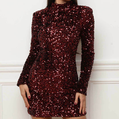 Camila - Vestido corto negro de lentejuelas mujer