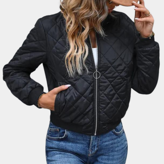 Luna – Cazadora  Algodón bomber acolchada negra para mujer