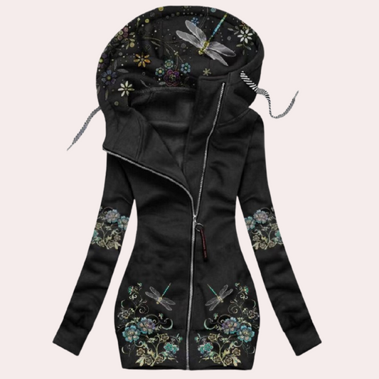 Marina - Chaqueta de lana con capucha estampada floral mujer