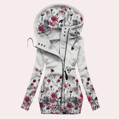 Marina - Chaqueta de lana con capucha estampada floral mujer