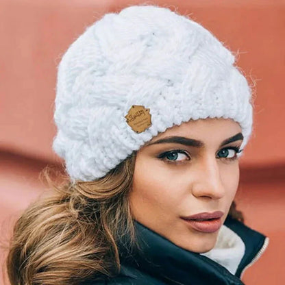Cecilia – Gorro de punto grueso trenzado para mujer