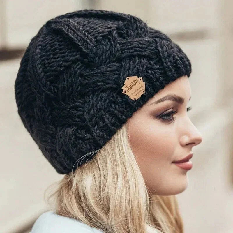 Cecilia – Gorro de punto grueso trenzado para mujer