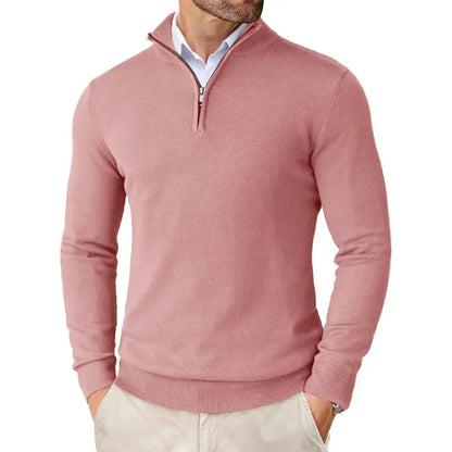 Adrián - Suéter de hombre con cremallera media y cuello alto