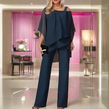 Mariana - Conjunto de mujer dos piezas con blusa fluida y pantalón