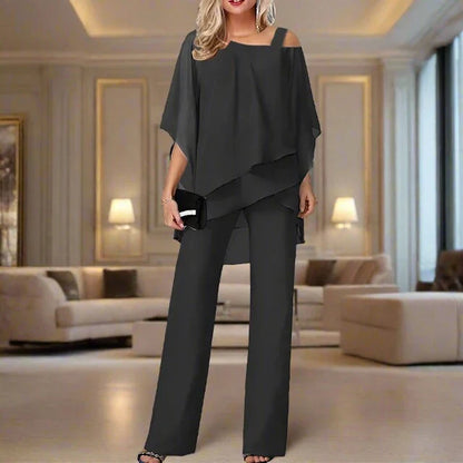 Mariana - Conjunto de mujer dos piezas con blusa fluida y pantalón