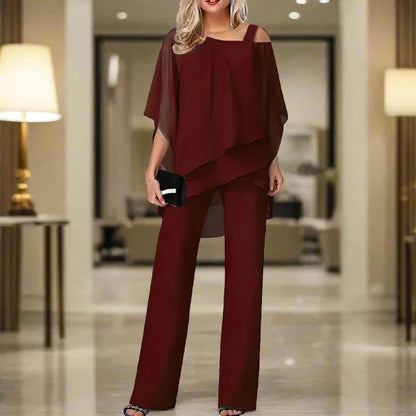 Mariana - Conjunto de mujer dos piezas con blusa fluida y pantalón
