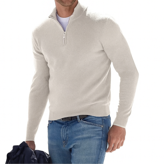 Adrián - Suéter de hombre con cremallera media y cuello alto
