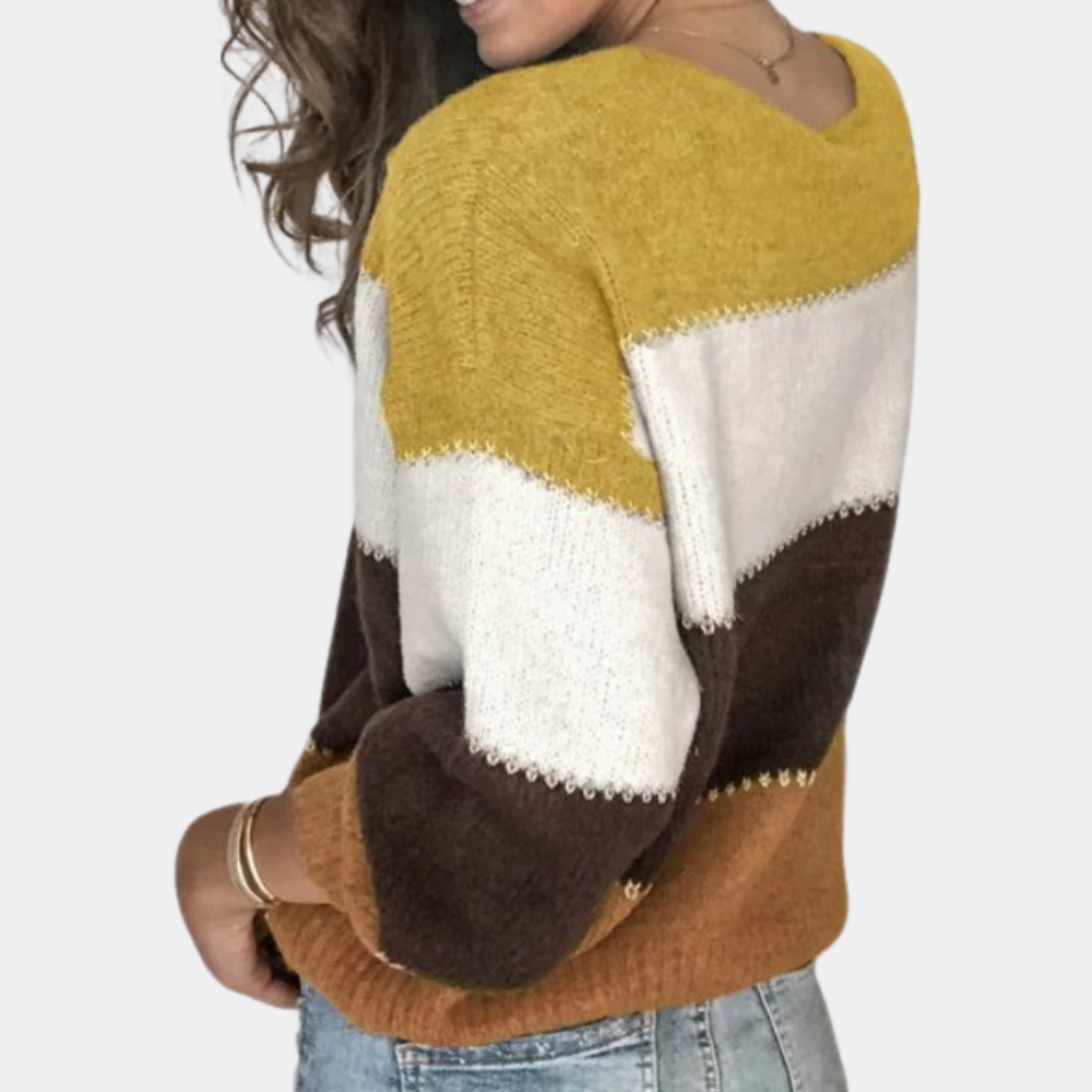 Olivia – Jersey cachemira de punto a rayas para mujer