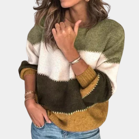 Olivia – Jersey cachemira de punto a rayas para mujer